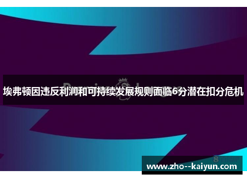 埃弗顿因违反利润和可持续发展规则面临6分潜在扣分危机 埃弗顿因违反利润和可持续发展规则面临6分潜在扣分危机